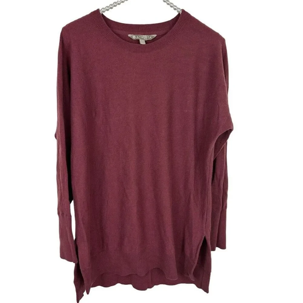 Athleta Perspective Wool & Cashmere Sweater red burgundy size S Relaxed Casual S